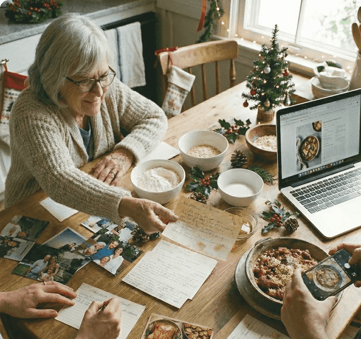 Family cooking together
